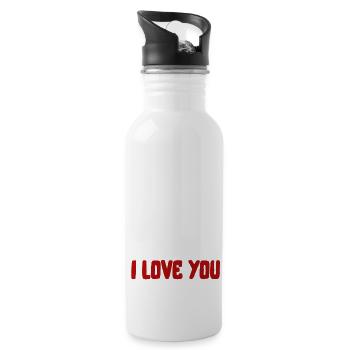 quotes love saying Valentine's Day love font - Water bottle with straw - white - Right