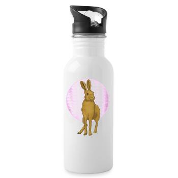Hare Moon - Water bottle with straw - white - Right