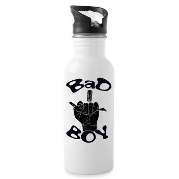 Bad boy with a black hand - Water bottle with straw - white - Right