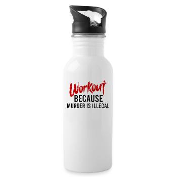 Bodybuilding Powerlifting Weightlifting Fitness - Water bottle with straw - white - Right