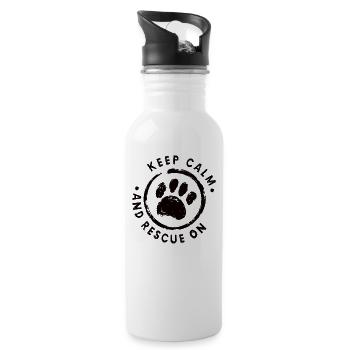 dog rescue animal rescue - Trinkflasche mit integriertem Trinkhalm - Weiß - Rechts