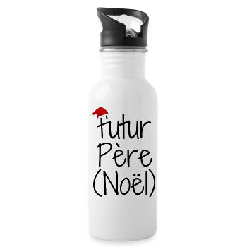 Futur père noël cadeau futur papa - Gourde avec paille intégrée - blanc - Droite