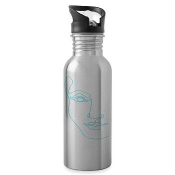 Art au trait Silhouette Féminine Visages Féminins - Gourde avec paille intégrée - argent clair - Droite