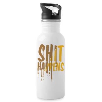 Tropfen Shit happens Zitat - Trinkflasche mit integriertem Trinkhalm - Weiß - Rechts