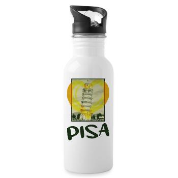 Pisa Italy City Skyline Heart Love Home - Water bottle with straw - white - Right