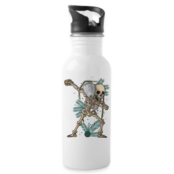 Halloween Padel Dabbing Skeleton Padel Schläger - Trinkflasche mit integriertem Trinkhalm - Weiß - Rechts