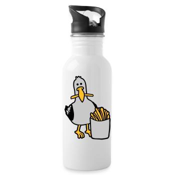 Joyeuses frites volées à la mouette - Gourde avec paille intégrée - blanc - Droite