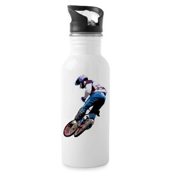 bmx race racing vtt motocross - Gourde avec paille intégrée - blanc - Droite