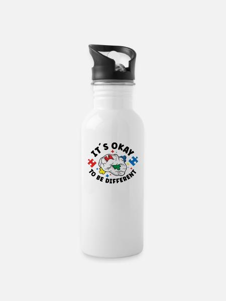 Autism Awareness Autism Disease Autistic Gift - Trinkflasche mit integriertem Trinkhalm - Weiß