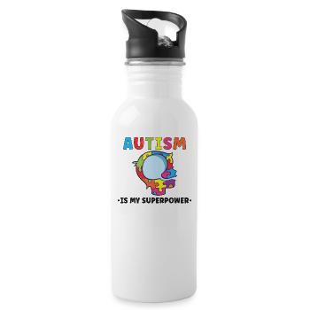 Autism Awareness Autism Disease Autistic Gift - Trinkflasche mit integriertem Trinkhalm - Weiß - Rechts