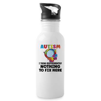 Autism Awareness Autism Disease Autistic Gift - Trinkflasche mit integriertem Trinkhalm - Weiß - Rechts