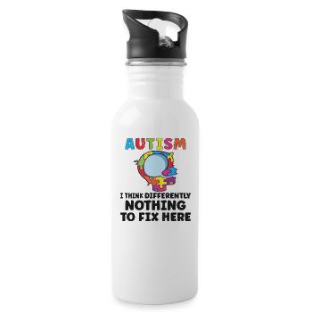 Autism Awareness Autism Disease Autistic Gift - Trinkflasche mit integriertem Trinkhalm - Weiß - Rechts