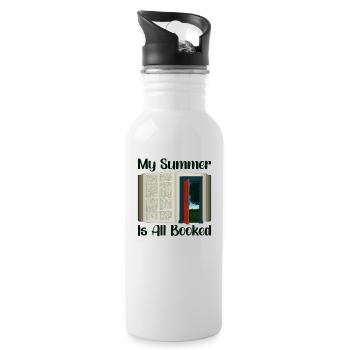 Book Reader Reading Literature Bookworm Gift Idea - Water bottle with straw - white - Right