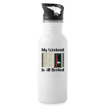 Book Reader Reading Literature Bookworm Gift Idea - Water bottle with straw - white - Right