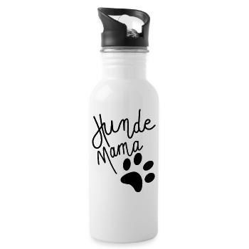 Hunde Mama mit Pfote - Trinkflasche mit integriertem Trinkhalm - Weiß - Rechts