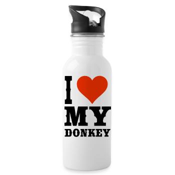 ich liebe mein Esel - das Hausesel Fan Shirt - Trinkflasche mit integriertem Trinkhalm - Weiß - Rechts