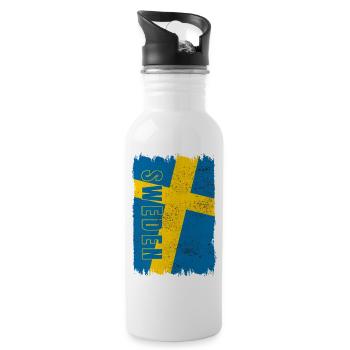 Sweden flag - Water bottle with straw - white - Right