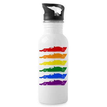Racing Car LGBT lgbtqia pride - Water bottle with straw - white - Right