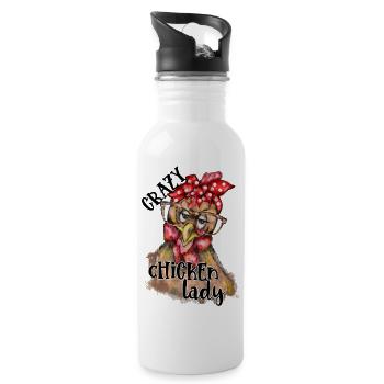 Crazy chicken lady Funny farm design - Trinkflasche mit integriertem Trinkhalm - Weiß - Rechts