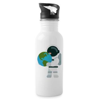 Astronaut with globe gift for astronauts - Water bottle with straw - white - Right