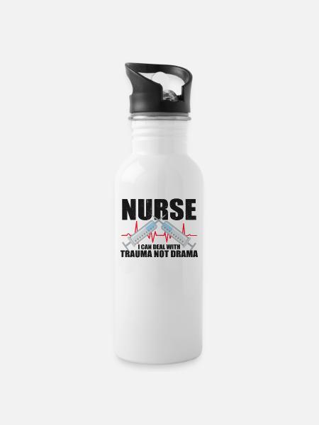 Krankenschwester Krankenpflege Klinik Sanitäter - Trinkflasche mit integriertem Trinkhalm - Weiß