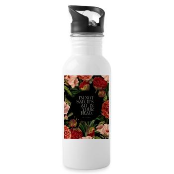 Traurigkeit Aufschrift Text Blumen rot von Hildon - Trinkflasche mit integriertem Trinkhalm - Weiß - Rechts
