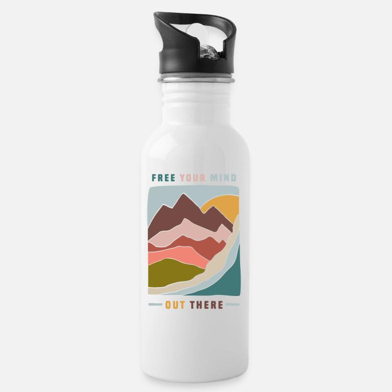Befreie deinen Geist da draußen - Trinkflasche mit integriertem Trinkhalm - Weiß