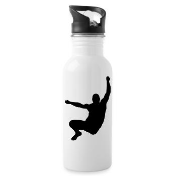 Sportler beim Weitsprung - Trinkflasche mit integriertem Trinkhalm - Weiß - Rechts
