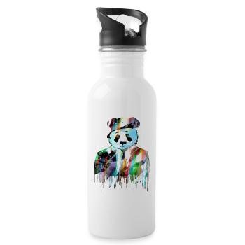 panda,pandabär,bunt,graffiti,malerei,anzug - Trinkflasche mit integriertem Trinkhalm - Weiß - Rechts