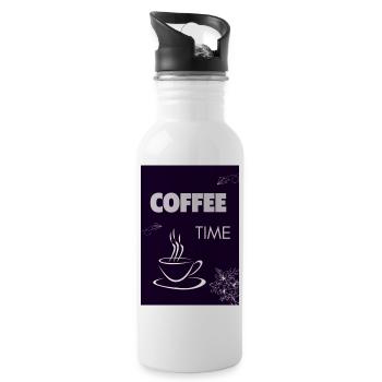 Coffee Time - Trinkflasche mit integriertem Trinkhalm - Weiß - Rechts