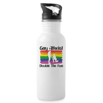 Gay LGBTQ Atheist Atheism Anti Religion Securalism - Water bottle with straw - white - Right