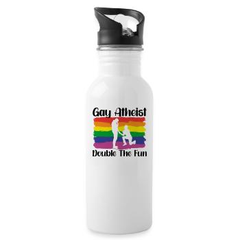 Gay LGBTQ Atheist Atheism Anti Religion Securalism - Water bottle with straw - white - Right