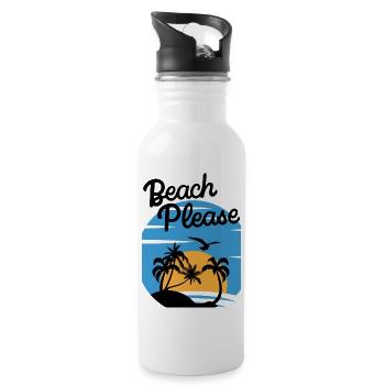 Beach Please - Palm Sunset Shirt - Water bottle with straw - white - Right
