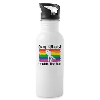 Gay LGBTQ Atheist Atheism Anti Religion Securalism - Water bottle with straw - white - Right