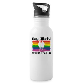 Gay LGBTQ Atheist Atheism Anti Religion Securalism - Water bottle with straw - white - Right
