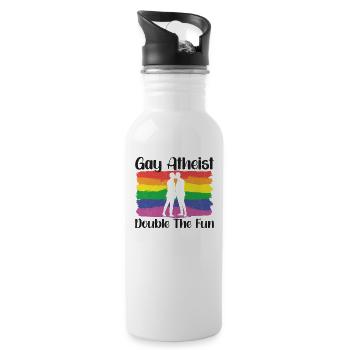 Gay LGBTQ Atheist Atheism Anti Religion Securalism - Water bottle with straw - white - Right