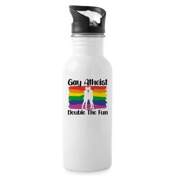 Gay LGBTQ Atheist Atheism Anti Religion Securalism - Water bottle with straw - white - Right