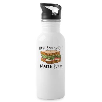 Sandwich Lover Pique-Nourriture Lover Petit déjeuner Cadeau - Gourde avec paille intégrée - blanc - Droite