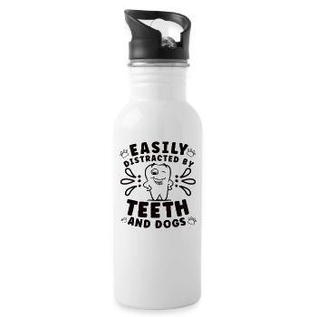 Dentist Dental Hygienist Gift Idea: Forbidden Love - Water bottle with straw - white - Right