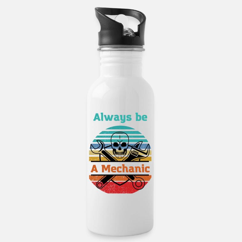 Mechanic forever Mechatronics technician Car lover - Water bottle with straw - white