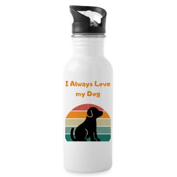 Always a dog love Doggi dog lover - Water bottle with straw - white - Right