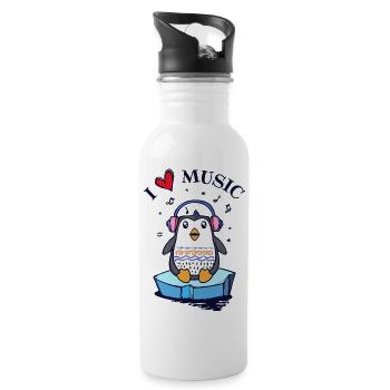 Seabird Cool Heart Penguin Animal Statement - Water bottle with straw - white - Right