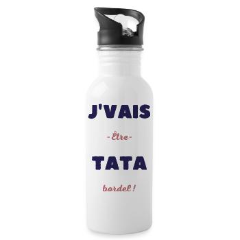 Je vais être tata bordel - Gourde avec paille intégrée - blanc - Droite
