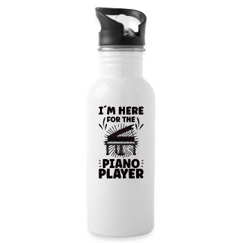 Piano Player Funny Piano Keyboard - Water bottle with straw - white - Right
