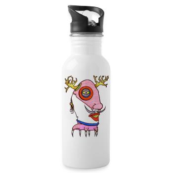 Elch Mann - Trinkflasche mit integriertem Trinkhalm - Weiß - Rechts