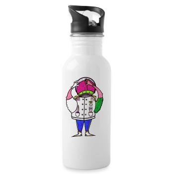 Der Soßen Esser - Trinkflasche mit integriertem Trinkhalm - Weiß - Rechts