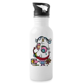 Elektrojoker Gesicht - Trinkflasche mit integriertem Trinkhalm - Weiß - Rechts