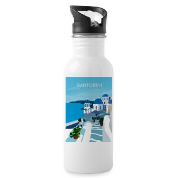 SAntorini, greece - Water bottle with straw - white - Right
