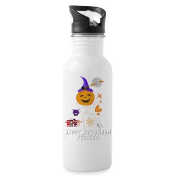 happy hallowwen teacher _ halloween professeur - Gourde avec paille intégrée - blanc - Droite