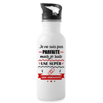 pas parfaite aide-soignante;cadeau aide soignante - Gourde avec paille intégrée - blanc - Droite